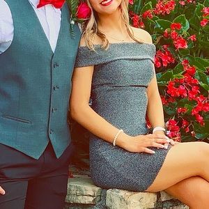 Sherri Hill stunning short silver metallic dress